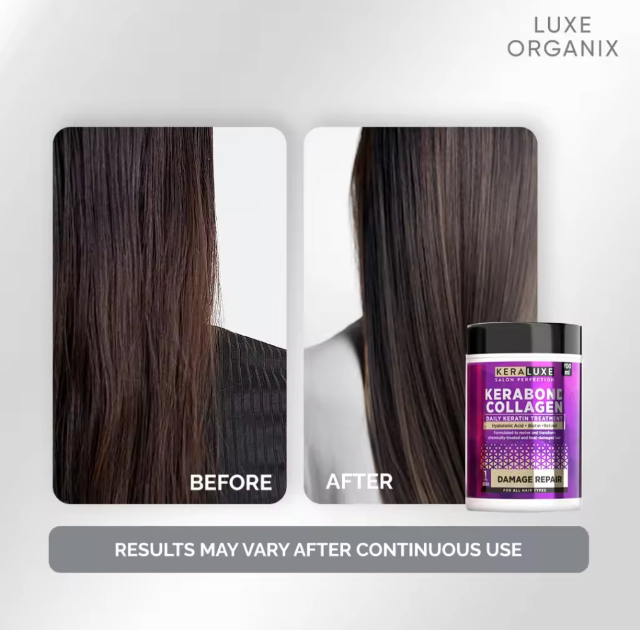 Luxe Organix KERALUXE Salon Perfection 700ml(Kerabond Collagen, Color Brilliance, Brazillian)