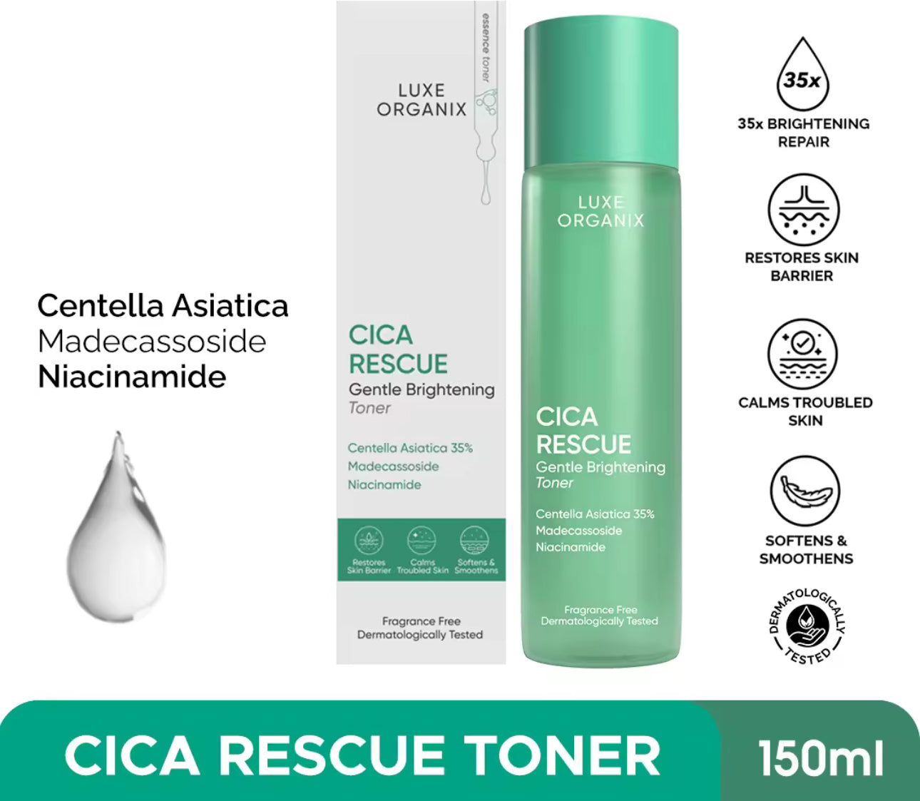 Luxe Organix Cica Rescue Gentle Brightening Toner 150ml
