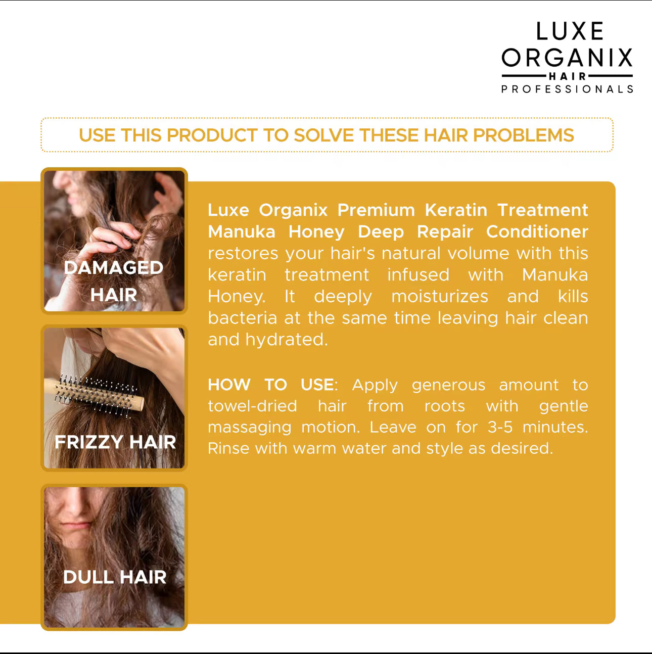 Luxe Organix Premium Keratin Treatment Manuka Honey Deep Repair Conditioner 250ml