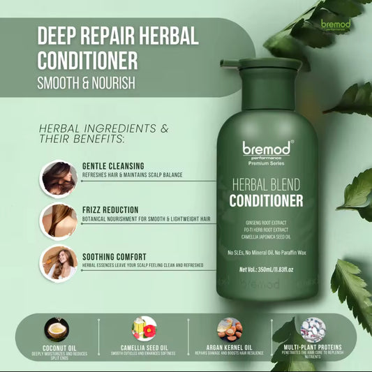 Bremod Premium Hair Herbal Conditioner | Gentle Cleanse Anti-Frizz Deep Repair Smooth Care Hair Growth | 350ML