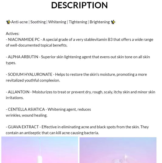 Sereese Beauty Poreless White Glow Serum - Effective Eliminating Acne and Black Spots the Skin. Antiseptic that Can Kill Acne Causing Bacteria