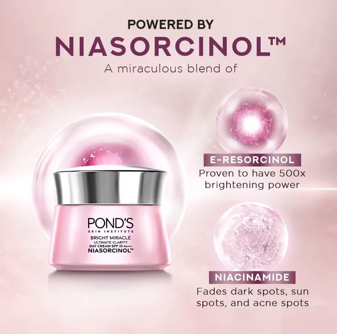 Ponds Bright Miracle Day Cream SPF 15 PA++ Ultimate Clarity Niasorcinol 45g