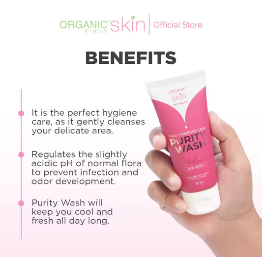 Organic Skin Japan Purity Feminine Wash with Sakura Extract 50ml pH Balanced Antibacterial Wash