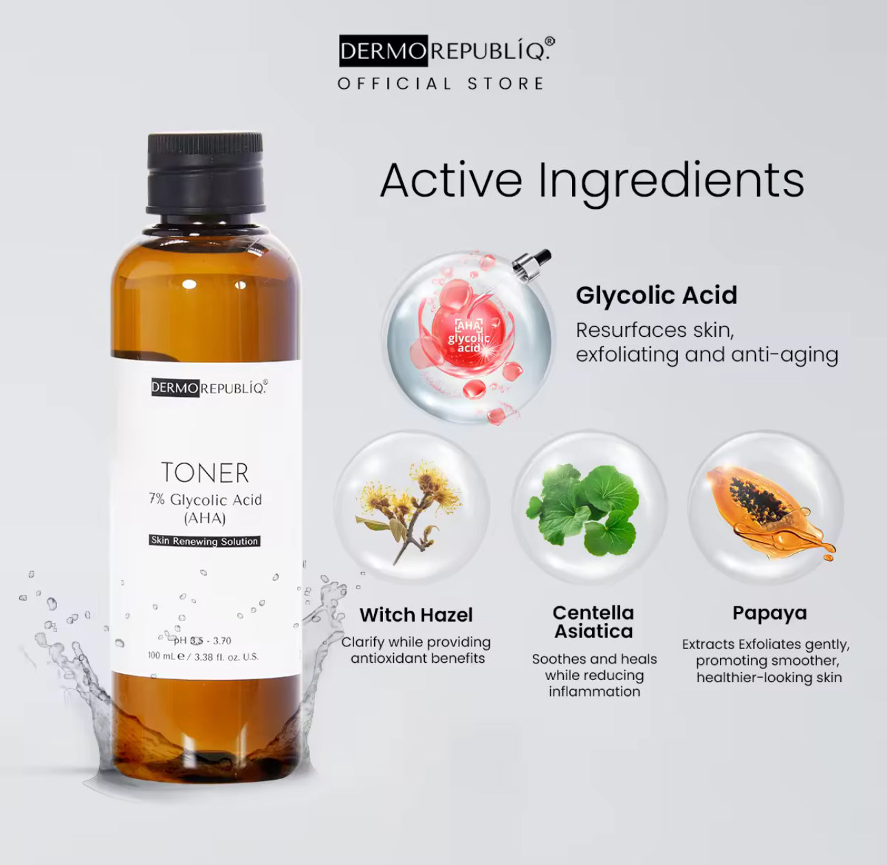 Dermorepubliq 7% Glycolic Acid (AHA) Skin Renewing Toner - 100 mL