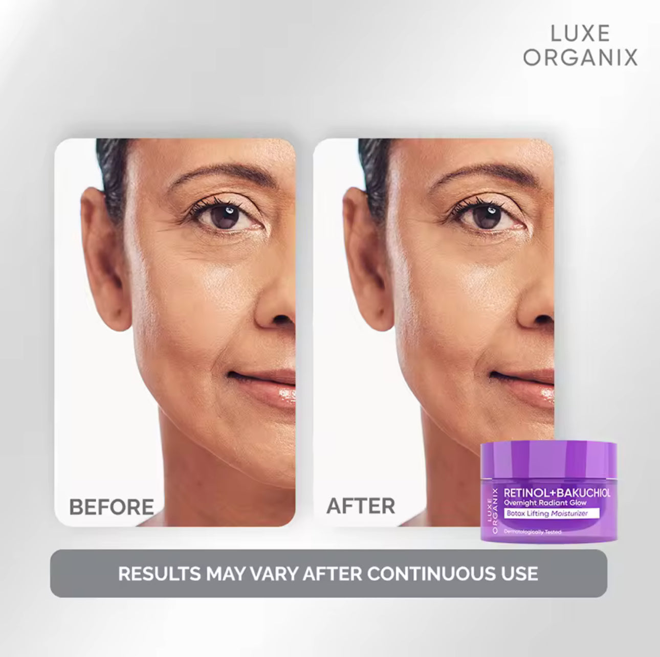 Luxe Organix Retinol + Bakuchiol Overnight Radiant Glow Botox Lifting Moisturizer 50g