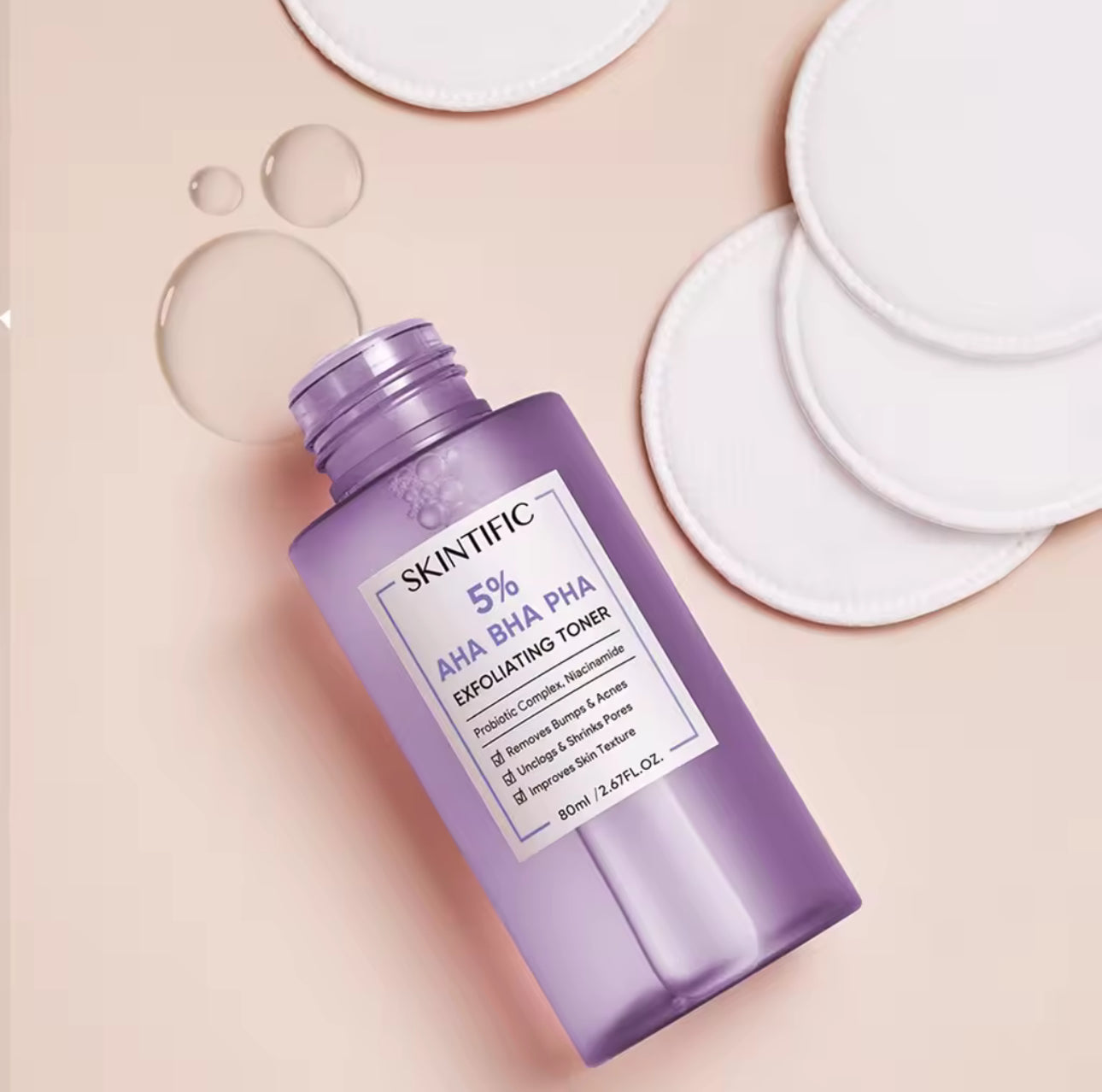 SKINTIFIC 5% Aha Bha Pha Exfoliating Toner Face Exfoliation Facial Glow and Smooth Skin (80ml)