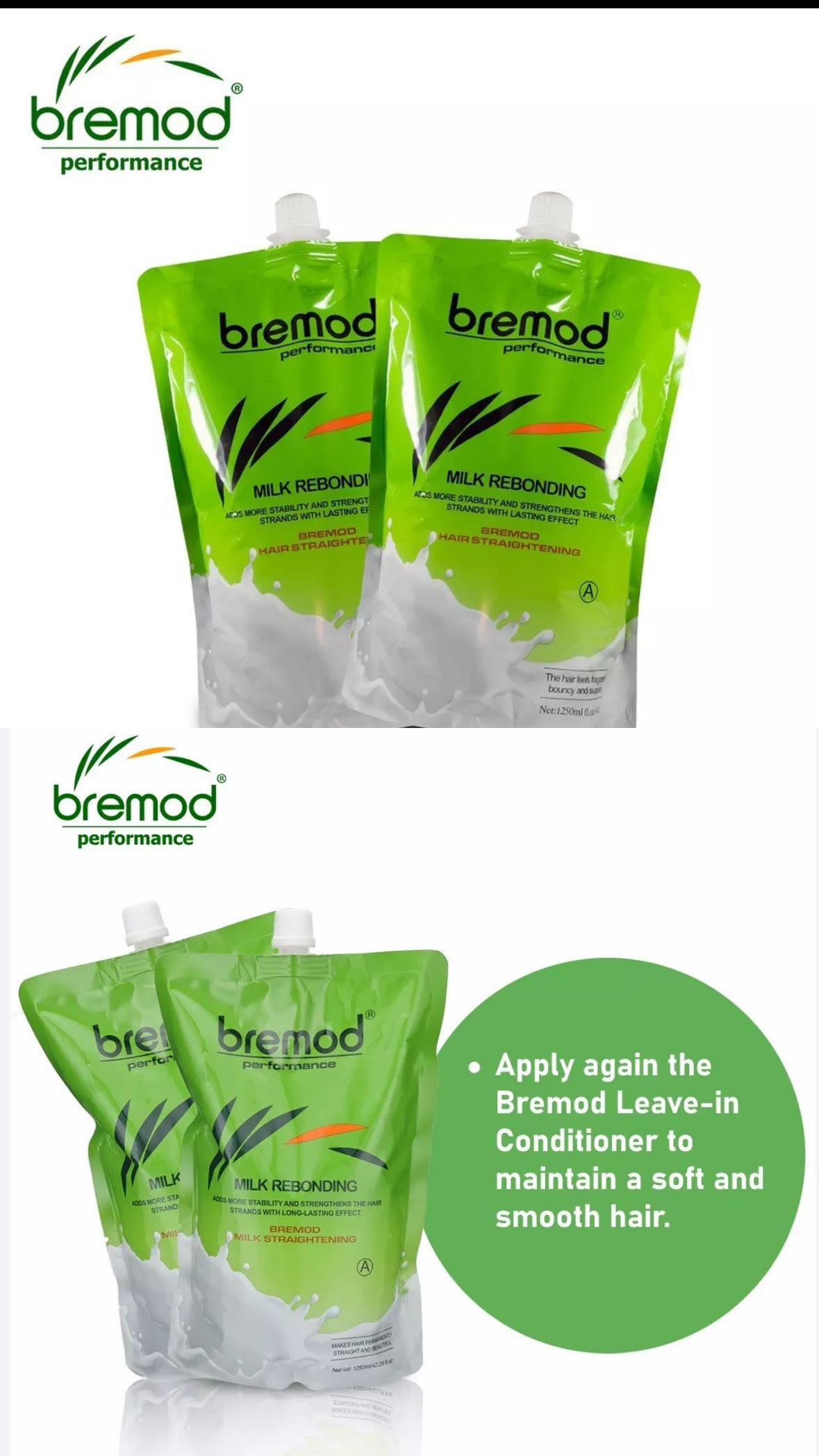 Bremod Milk Rebonding Straightening 1250ml | BREMOND MILK Rebonding Neutralizing 1250ml / set