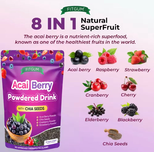 FITGUM Acai Berry Powdered Drink | 10 sachets