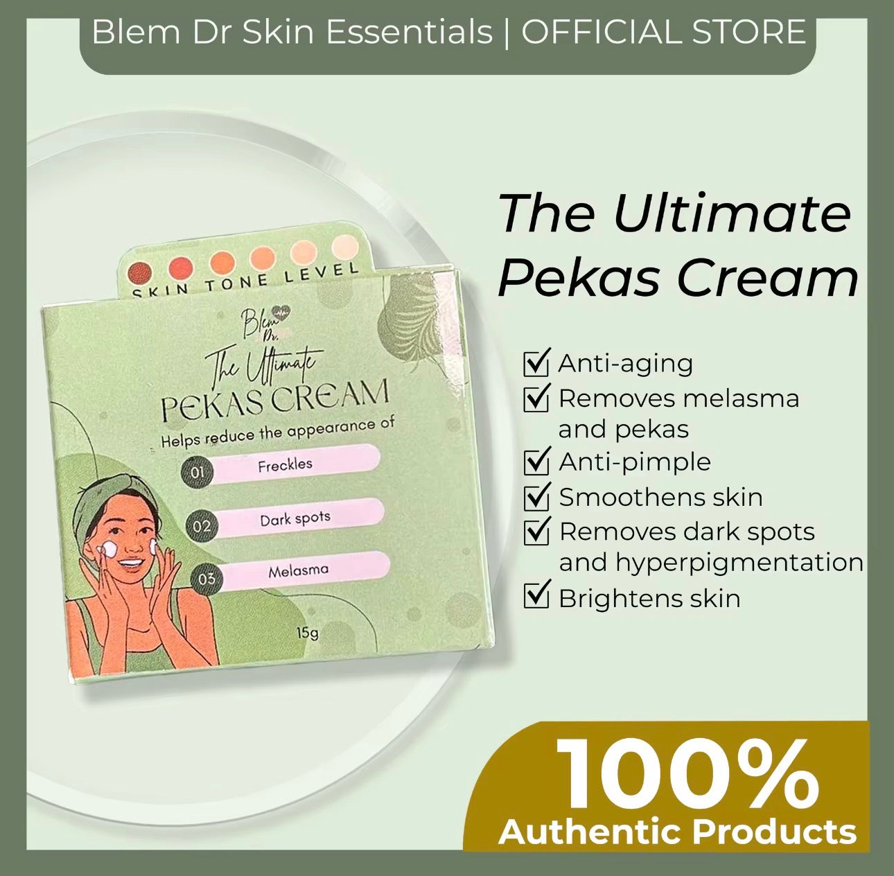 Blem Dr. Skin Essentials Botox Whitening Day & Night Cream SPF 70 15g | Pekas Cream 15g