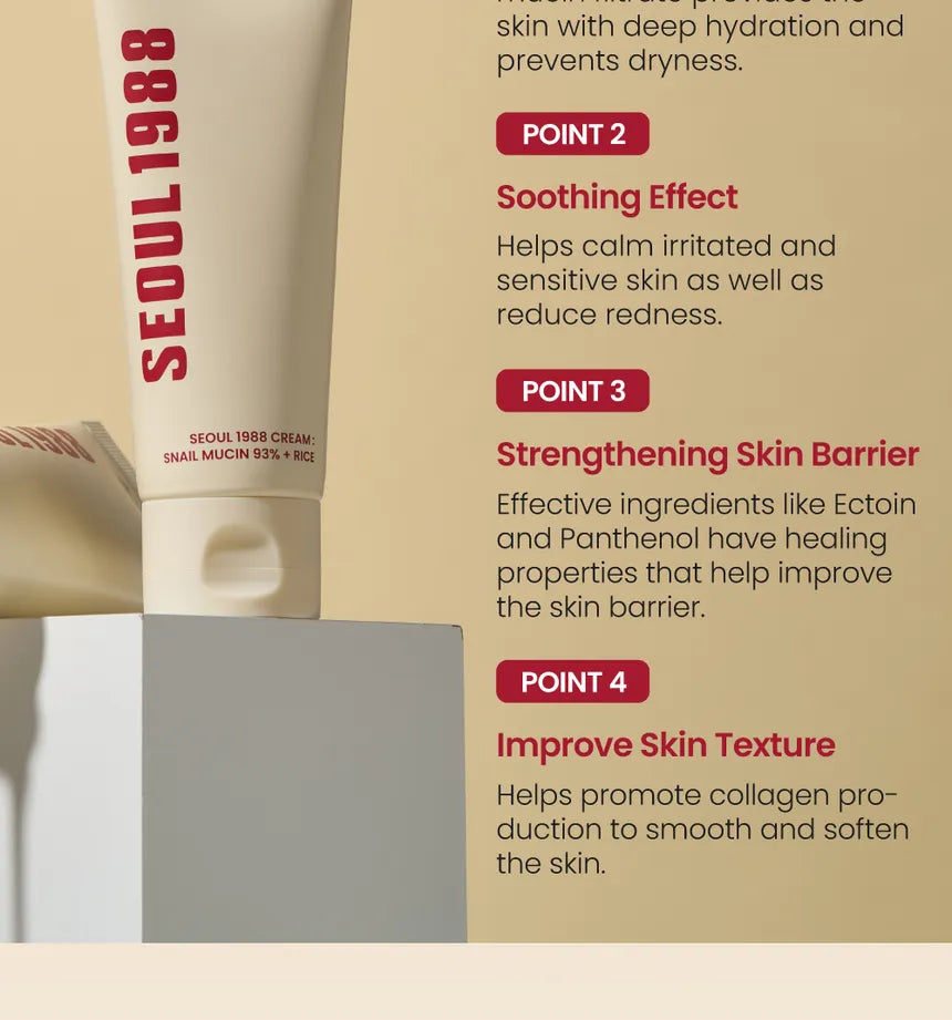 SEOUL 1988 Cream : Snail Mucin 93% + Rice KSECRET 100ml