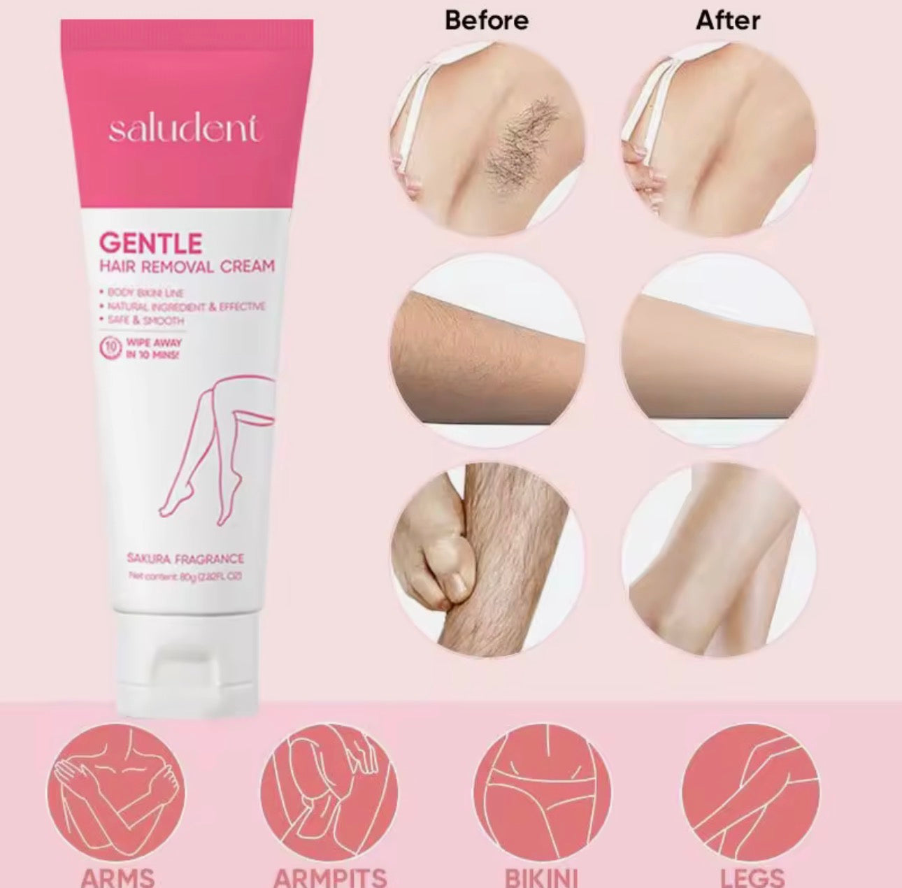 Saludent Gentle Hair Removal Cream | Sakura Fragrance | 80g