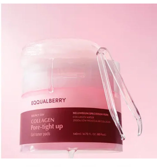 Eqqualberry Bouncy Day Collagen Pore-Tight Up Gel Toner Pads | 140ml | 60 pads | Authentic from Korea