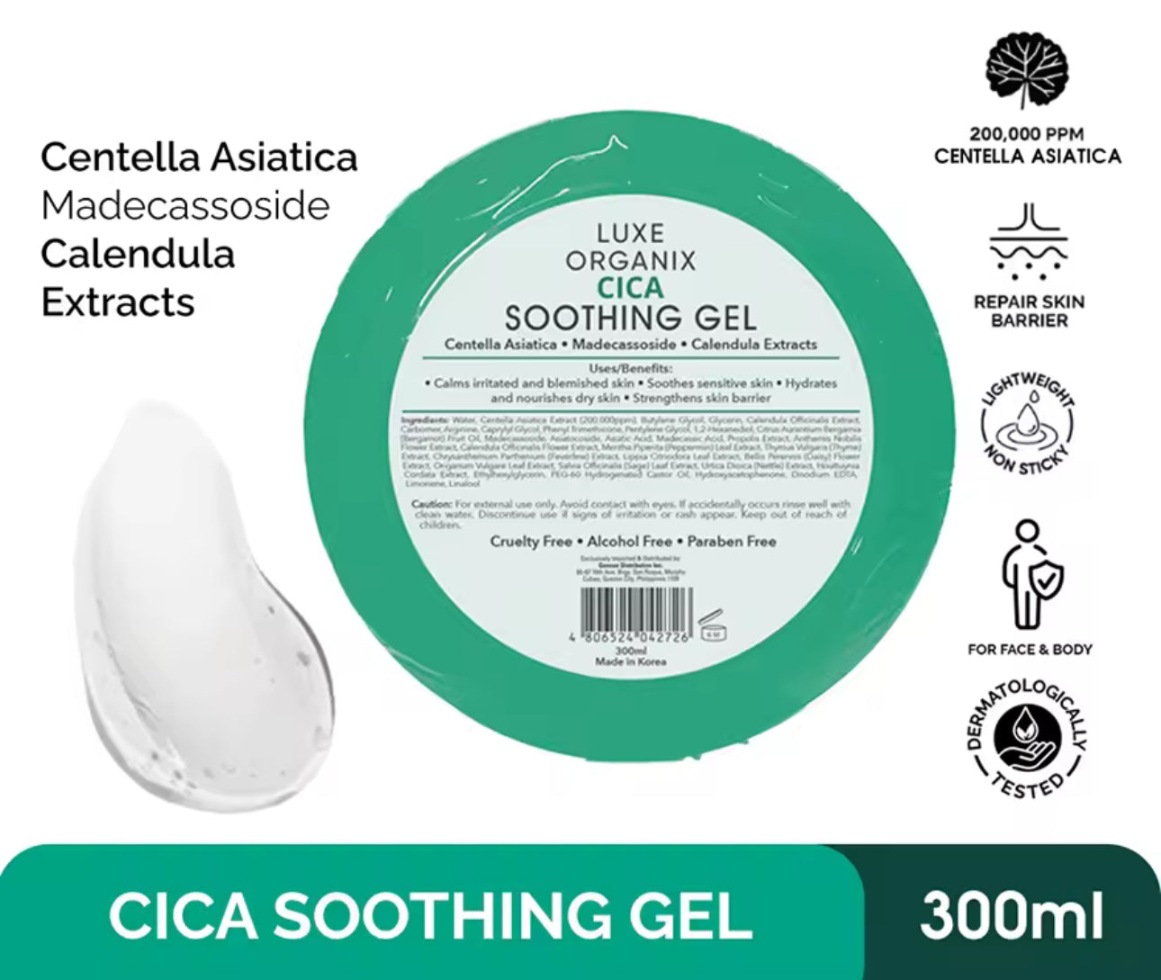LUXE ORGANIX Cica Soothing Gel 300ml