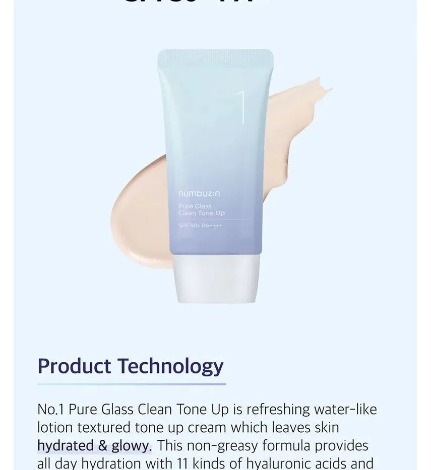 numbuzin - No.1 Pure Glass Clean Tone Up 50ml SPF 50+ PA ++++