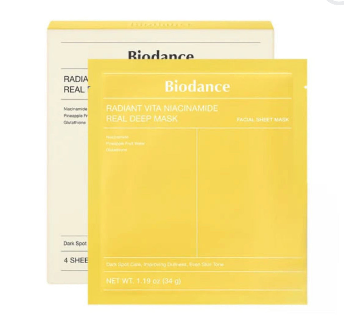 Biodance Radiant Vita Niacinamide Real Deep Mask | 4Sheets | 136g | authentic from Korea