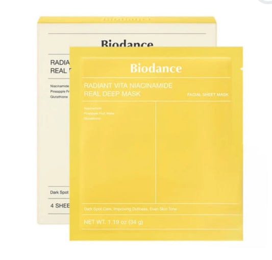 Biodance Radiant Vita Niacinamide Real Deep Mask | 4Sheets | 136g | authentic from Korea