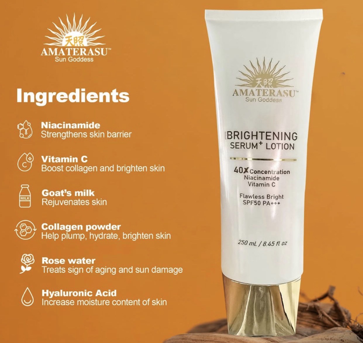 AMATERASU Brightening Serum + Lotion SPF50 PA+++ | 250ml