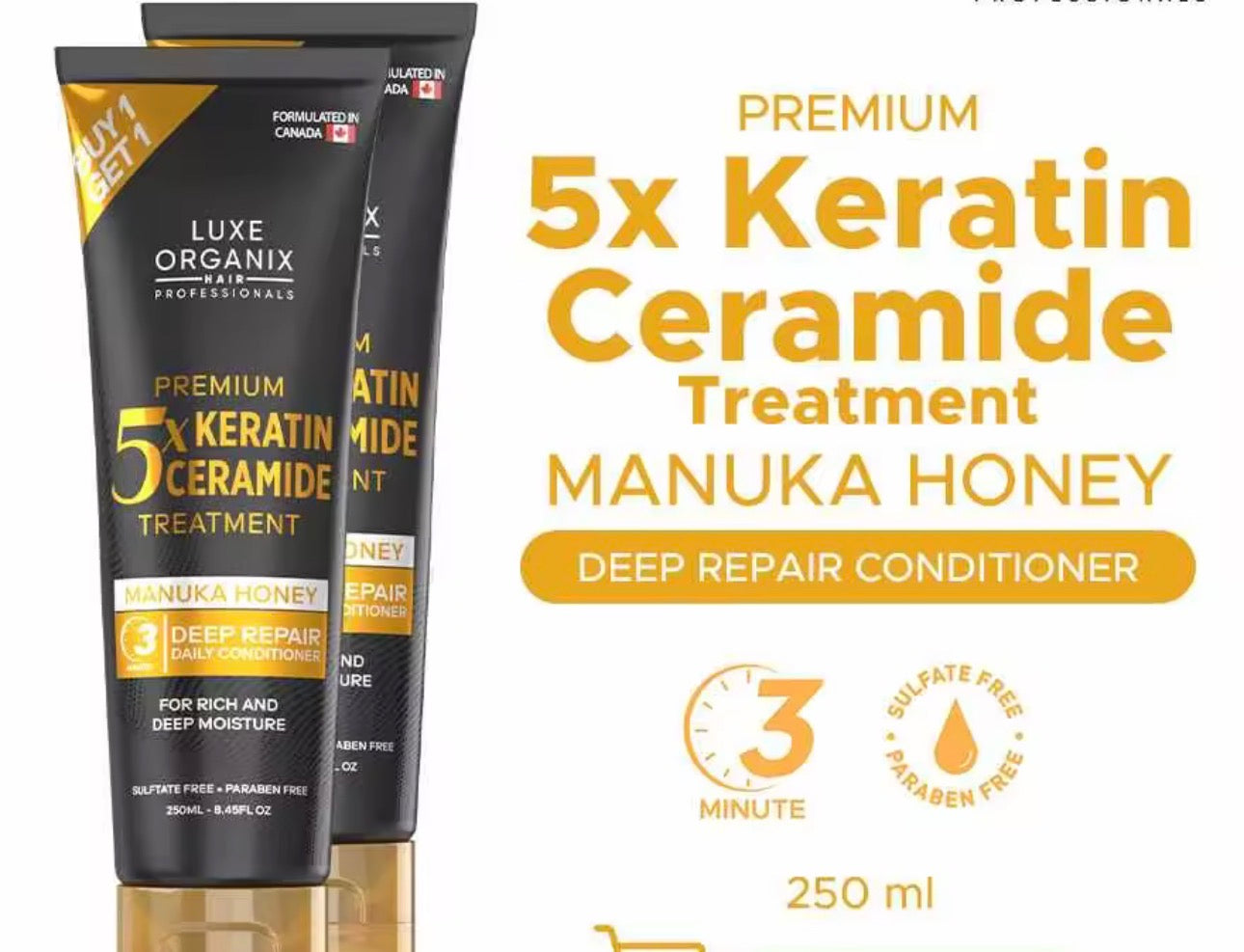 Luxe Organix Premium 5X Keratin Ceramide Treatment | 250mlx2