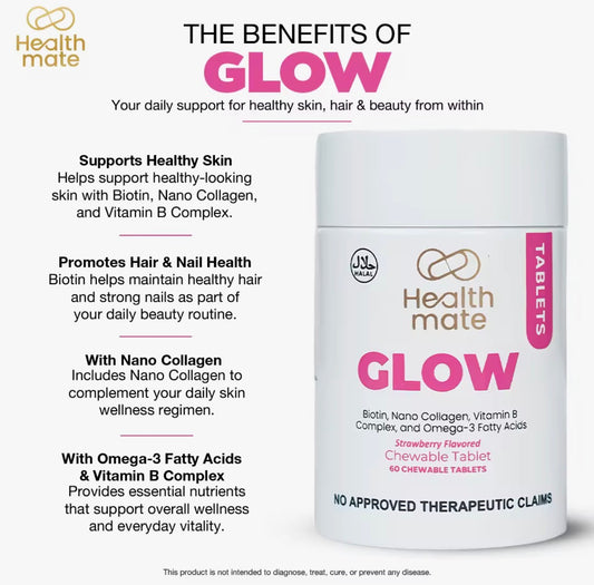 Health Mate GLOW – Strawberry Flavoured Chewable Tablets