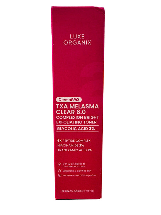 Luxe Organix DermaPRO TXA Melasma Clear 6.0 Complexion Bright Exfoliating Toner | 150ml