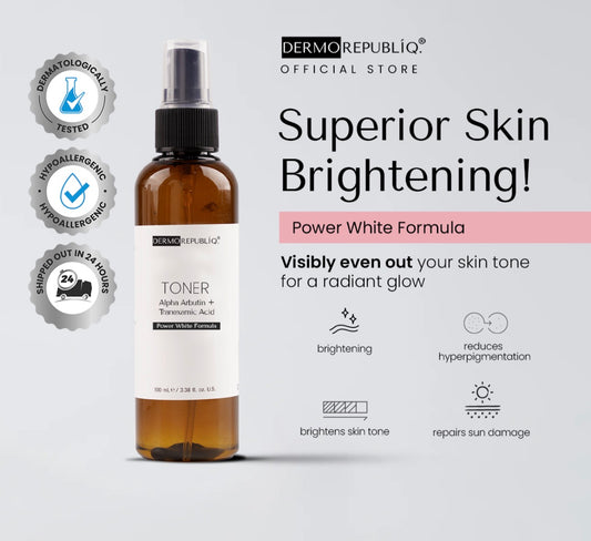 DermoRepublic® Power White Toner with Alpha Arbutin + Tranexamic Acid | 100ml