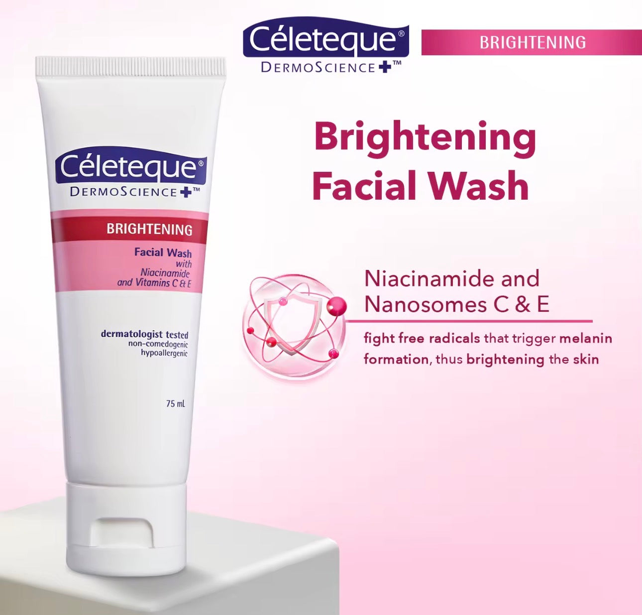 Céleteque Brightening Facial Wash | Niacinamide + Vitamins C & E | 75ml
