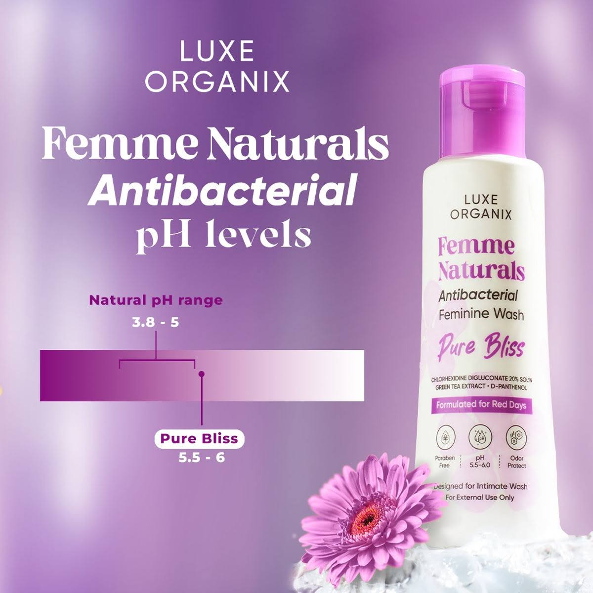 LUXE ORGANIX Femme Naturals Antibacterial Feminine Wash |120ml