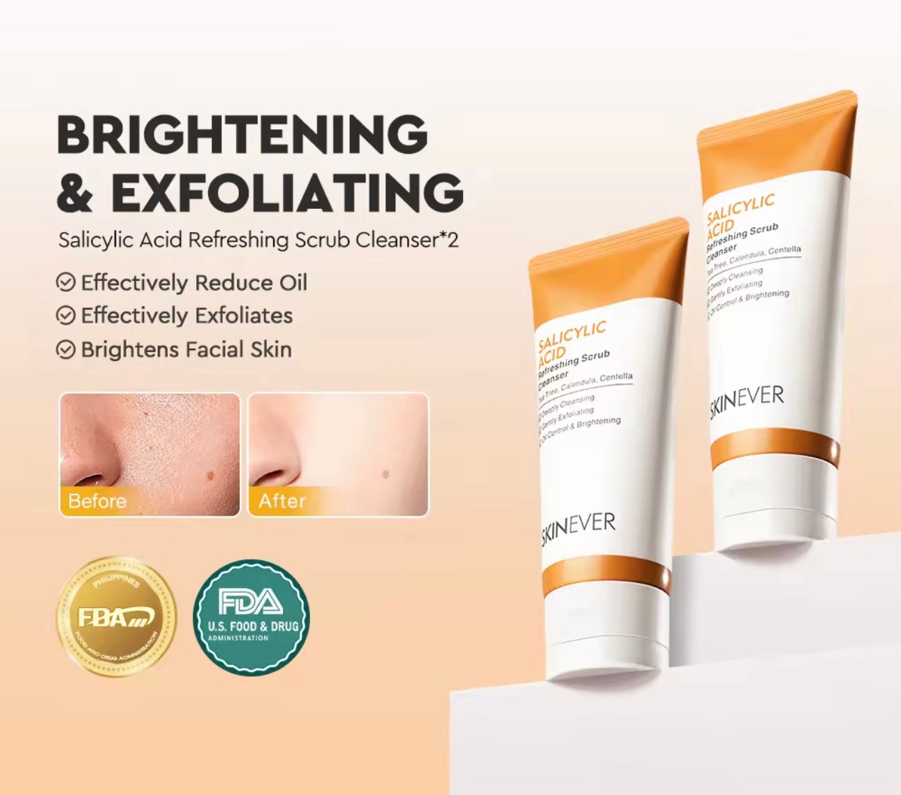 SKINEVER Salicylic Acid Refreshing Scrub Cleanser | 80ml