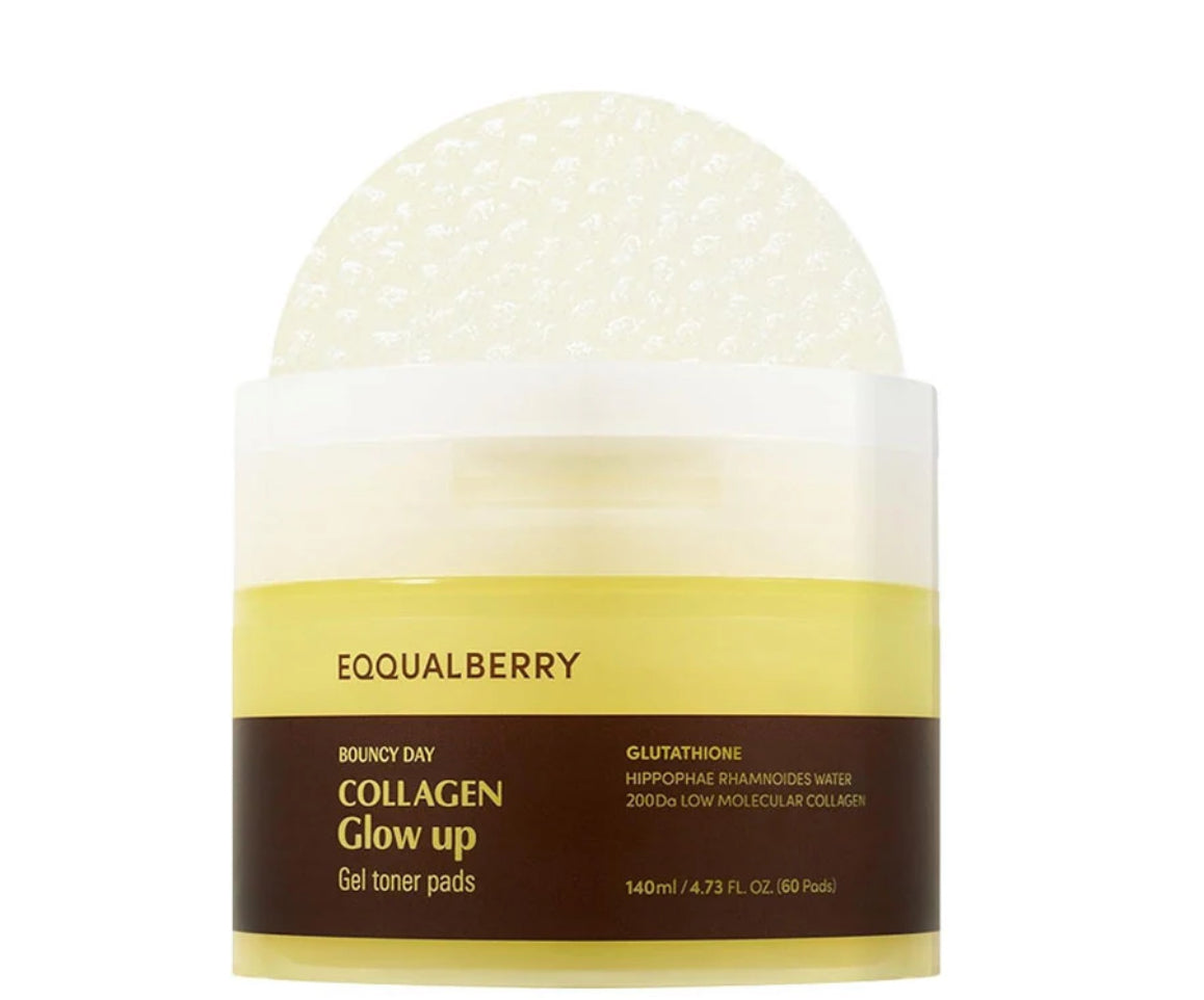 Eqqualberry Bouncy Day Collagen Glow up | Gel Toner 60 Pads |