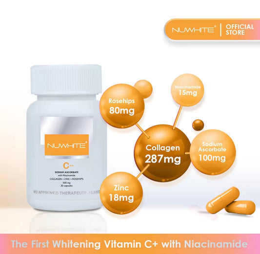 NUWHITE C+ Whitening Vitamin C with Niacinamide | NUWHITE Advanced S-Acetyl Glutathione | 30 Capsules each
