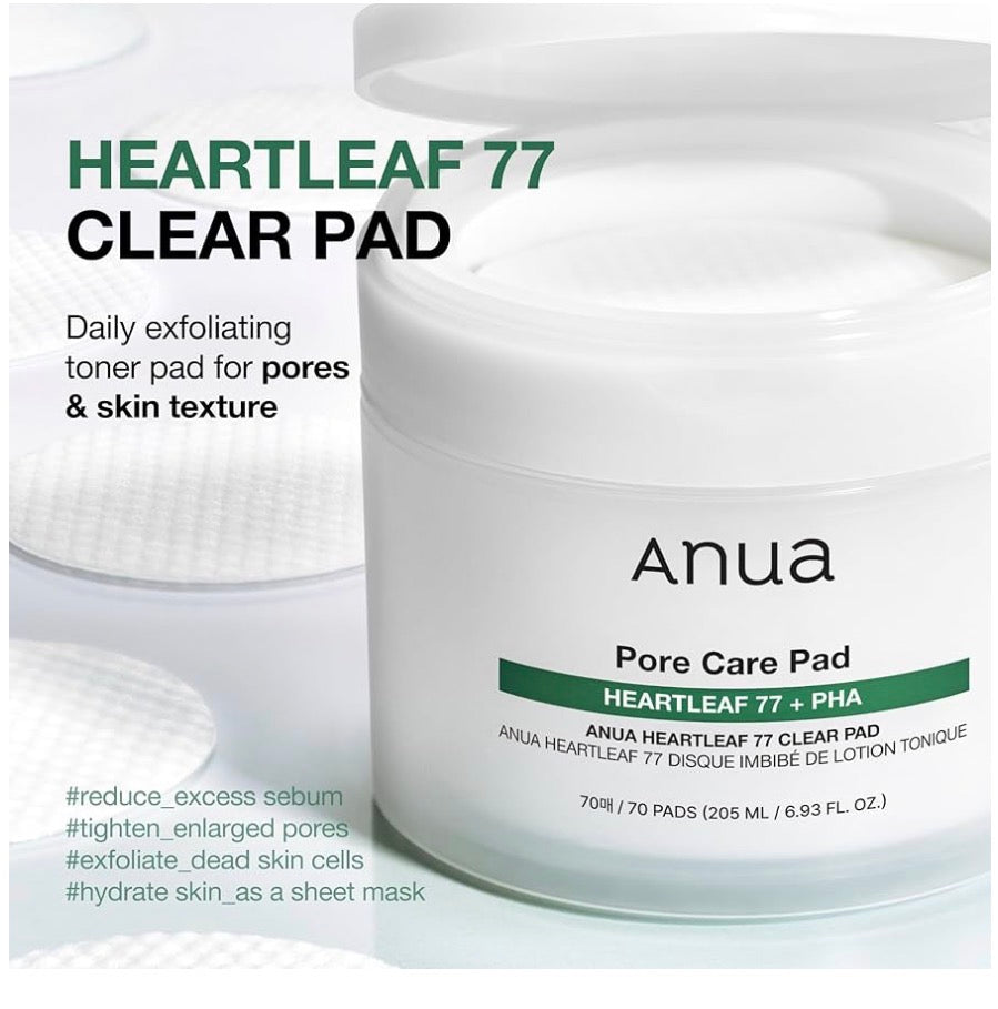 ANUA Heartleaf 77 + PHA Clear Pad | Pore Care Pad | 70 Pads