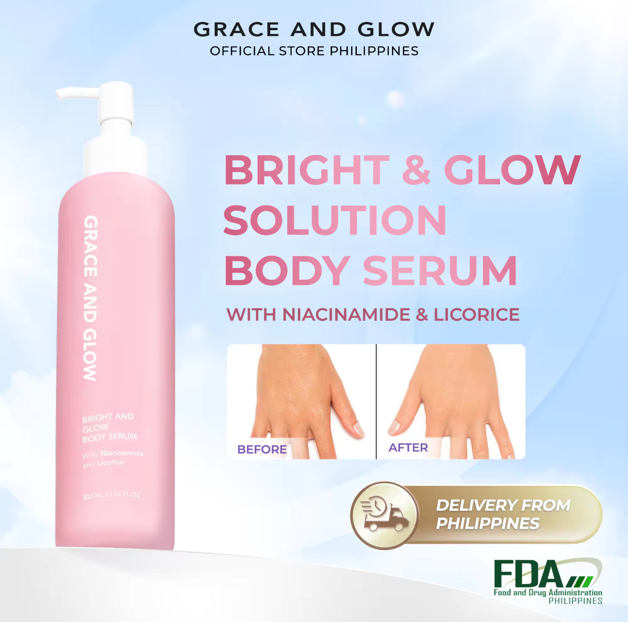 Grace & Glow Bright & Glow Body Serum | 300ml