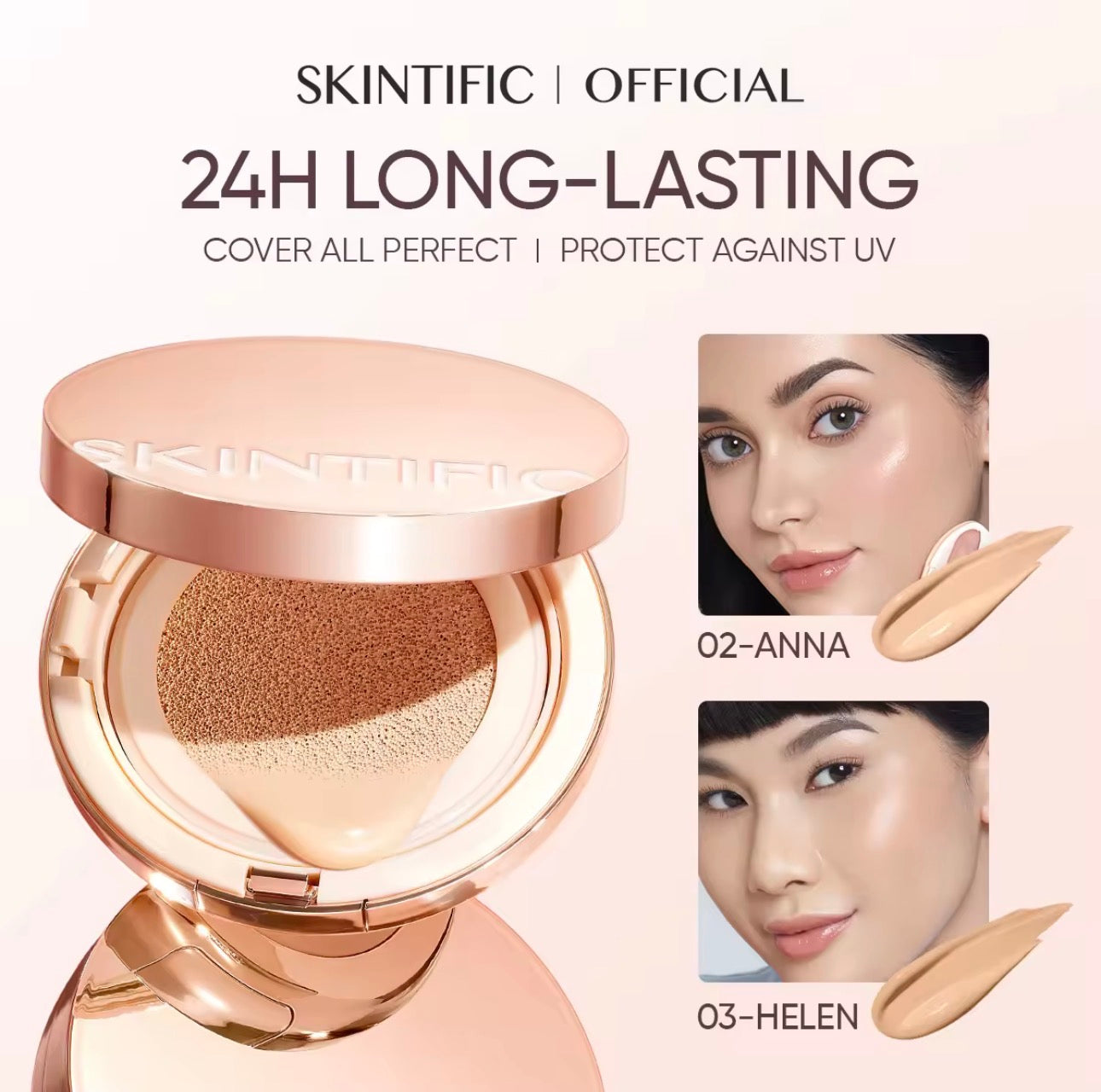 Skintific Cover All Perfect Cushion |High Coverage Poreless Flawless Foundation |24H Long-lasting SPF35 PA++++