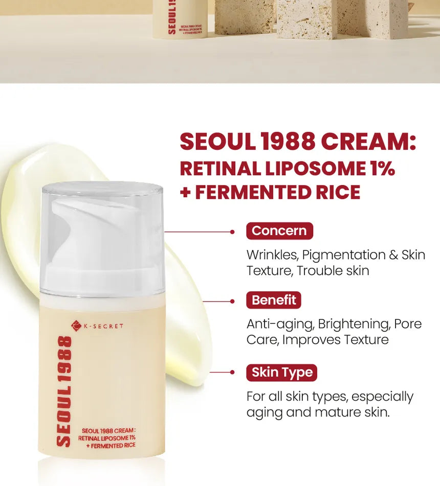 SEOUL 1988 Cream : Retinal Liposome 1% + Fermented Rice - KSECRET