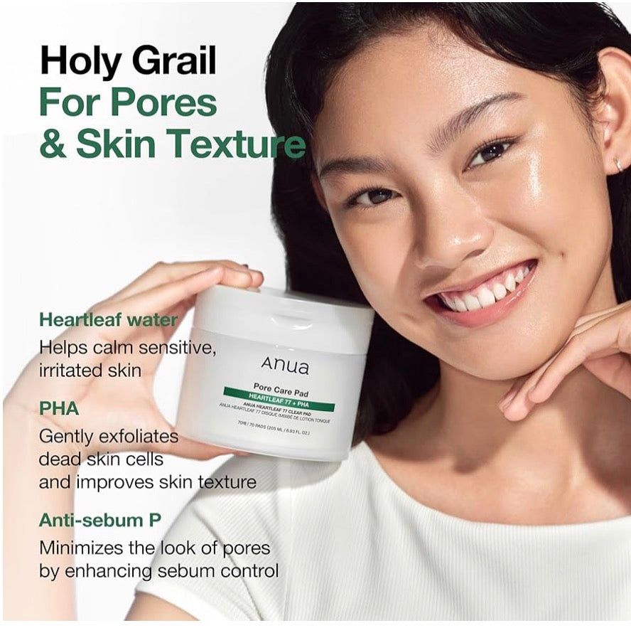ANUA Heartleaf 77 + PHA Clear Pad | Pore Care Pad | 70 Pads