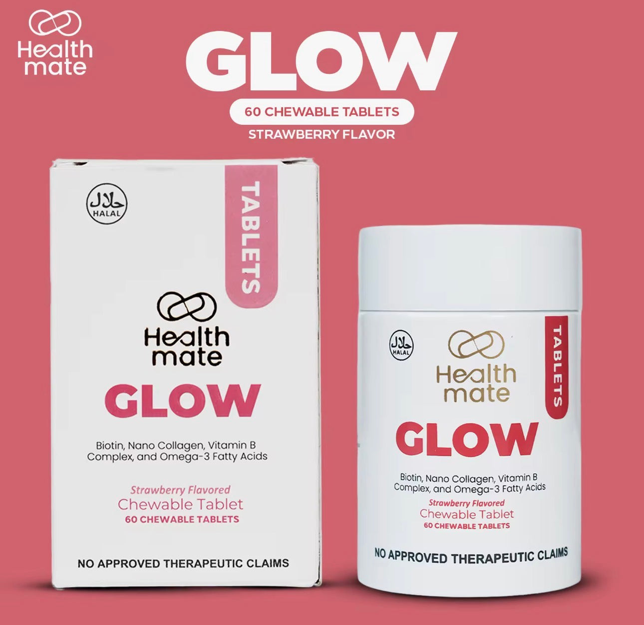 Health Mate GLOW – Strawberry Flavoured Chewable Tablets