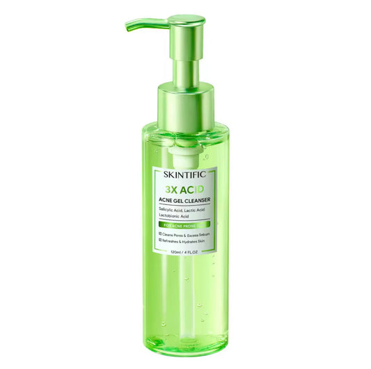SKINTIFIC 3X Acid Acne Gel Cleanser Facial Wash | 120ml