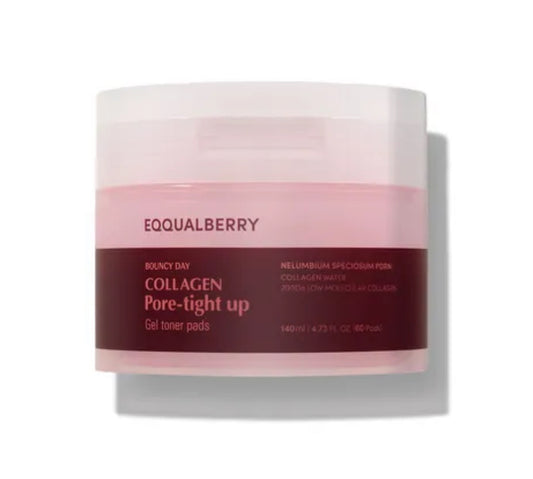 Eqqualberry Bouncy Day Collagen Pore-Tight Up Gel Toner Pads | 140ml | 60 pads | Authentic from Korea