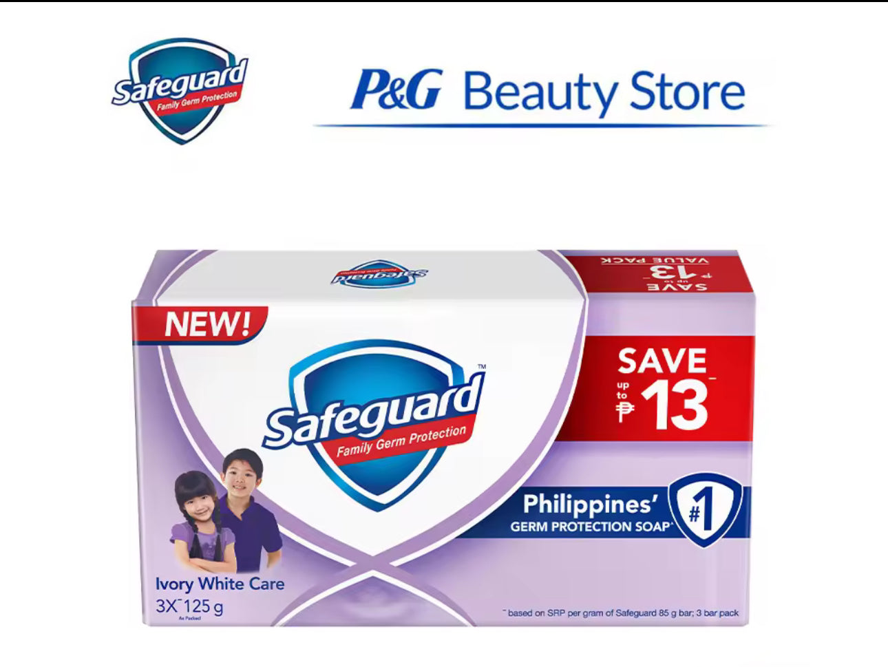 Safeguard Antibacterial Soap Bar | Ivory White Care | 125g x3