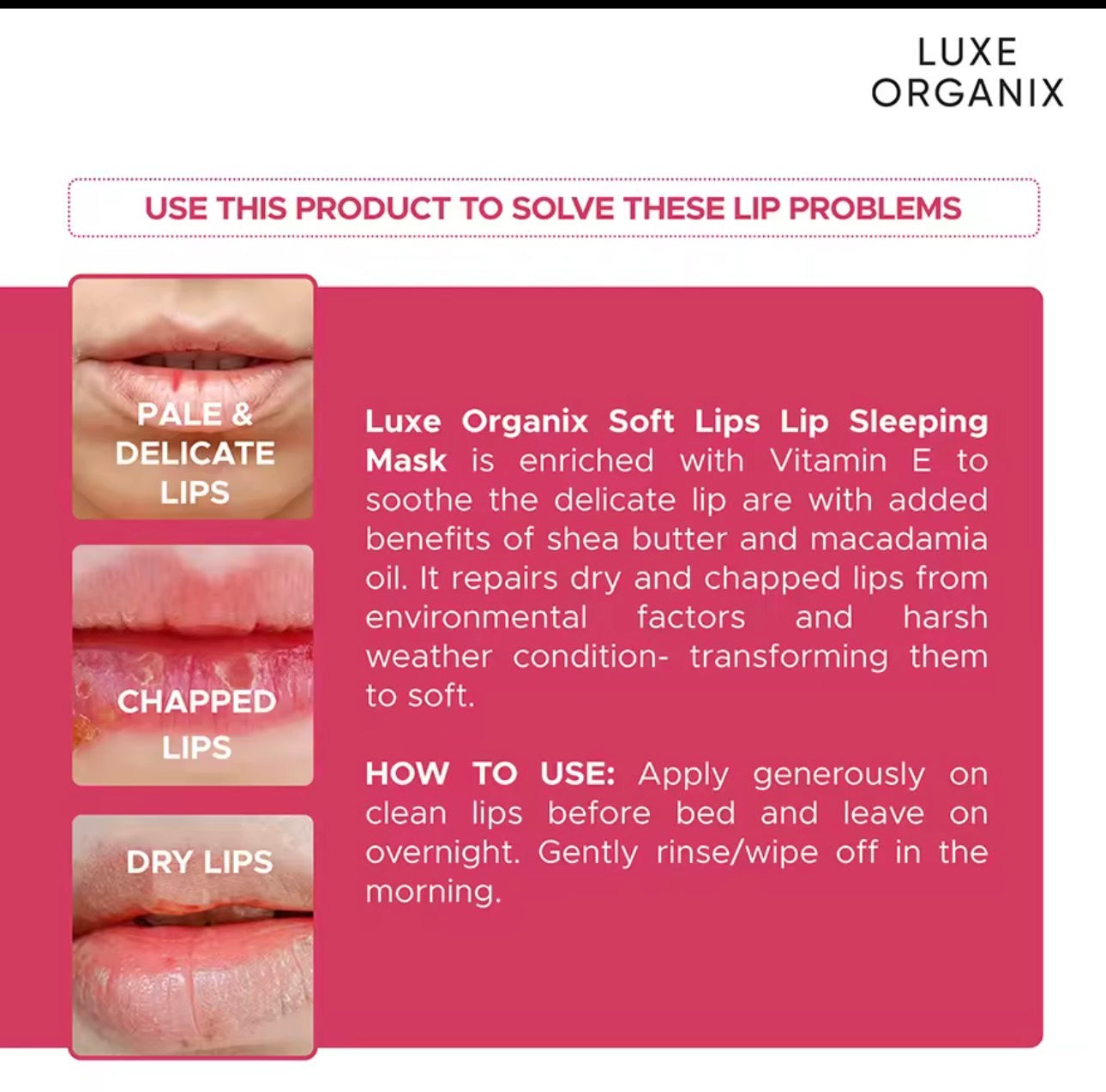 LUXE ORGANIX Soft Lips Exfoliating Lip Scrub | Soothing Lip Sleeping Mask |15g
