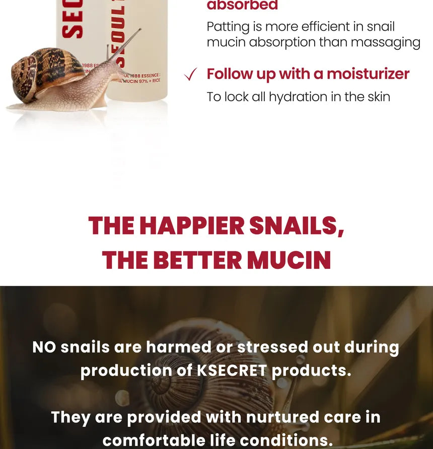SEOUL 1988 Essence : Snail Mucin 97% + Rice KSECRET 100ml