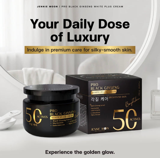 Jennie Moon Pro Black Ginseng White Plus Cream 50 Actives | Brightening & Anti-Aging Face Cream 250ml