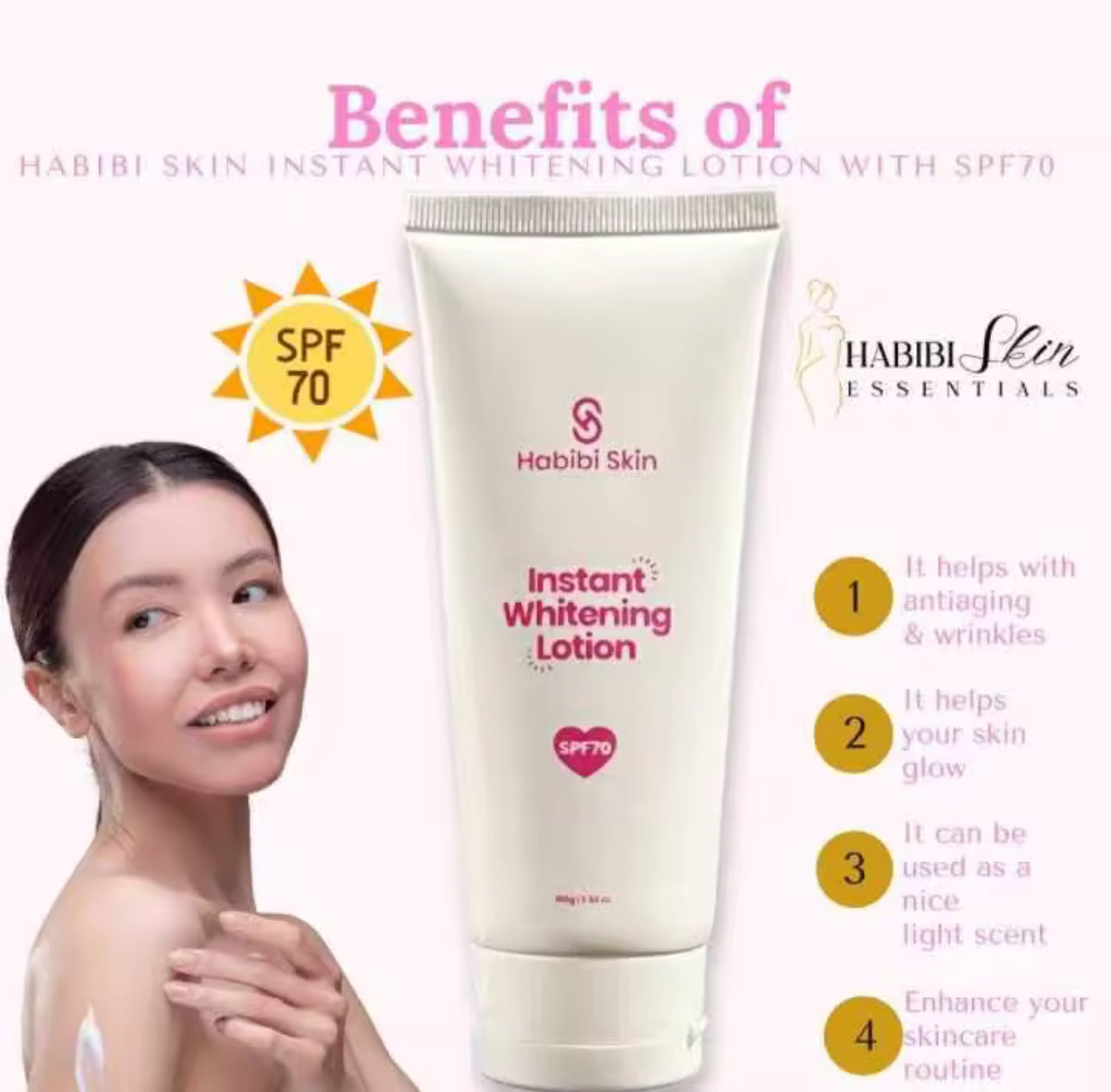 Habibi Skin Instant Whitening Lotion with SPF 70 | 100g