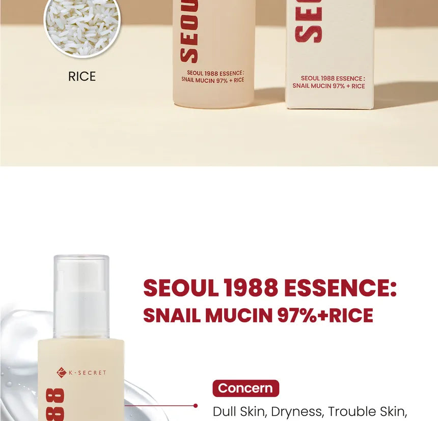 SEOUL 1988 Essence : Snail Mucin 97% + Rice KSECRET 100ml