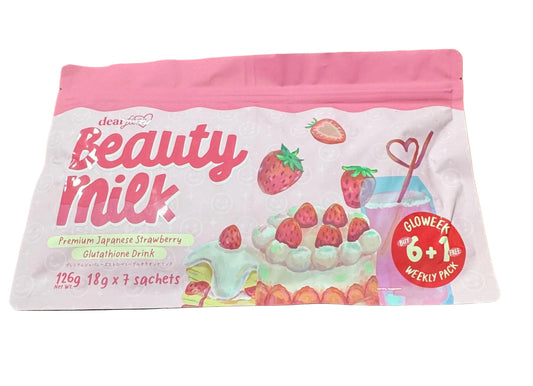 Dear face Beauty Milk Strawberries & Cream  | Strawberry | GLOWEEK Weekly Pack (6+1)