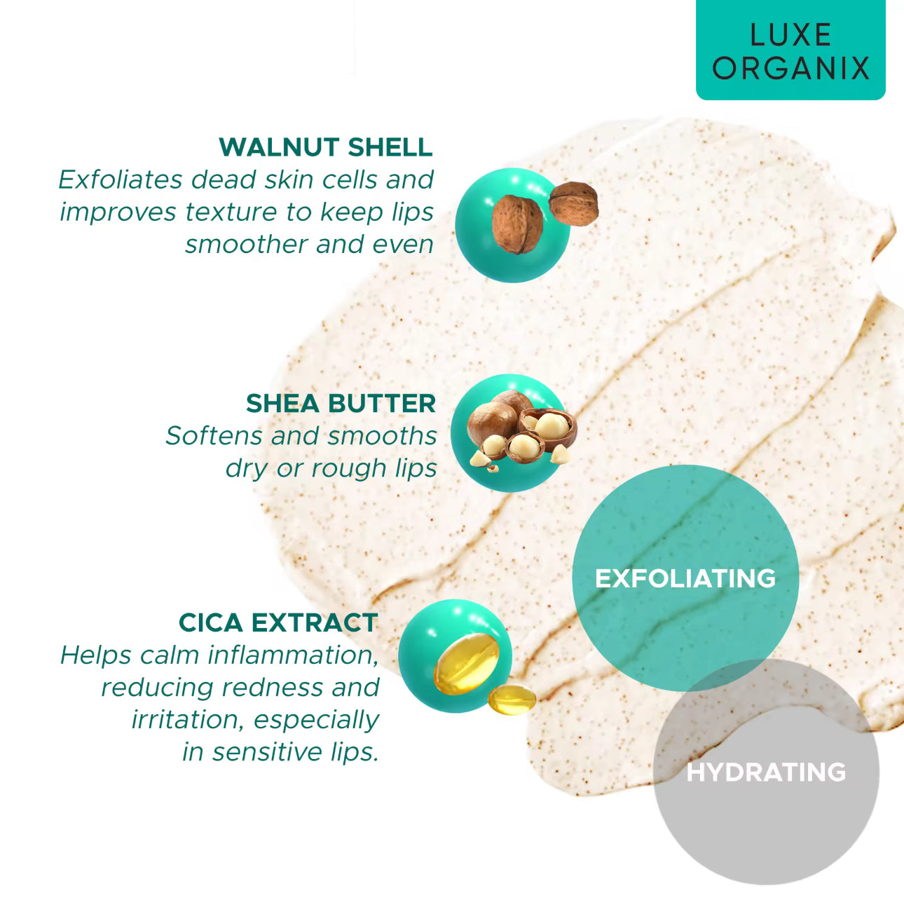 LUXE ORGANIX Soft Lips Exfoliating Lip Scrub 15g