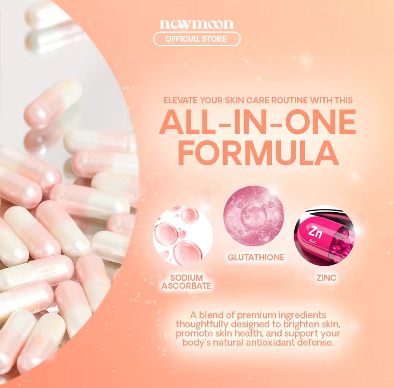 NewMoon Soft Glow S-Acetyl Glutathione Beauty Supplement |60caps