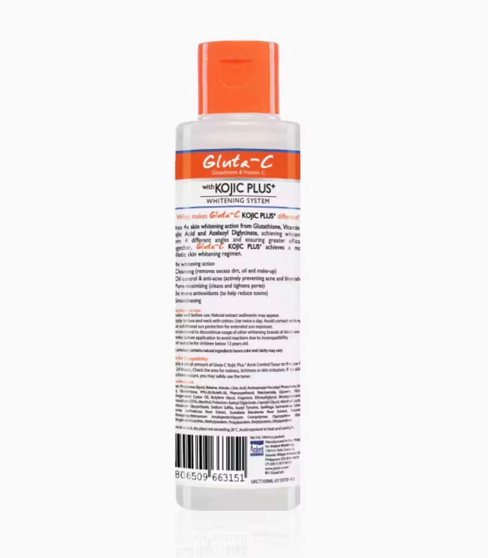 Gluta-C Kojic Plus+ Acne Control Toner |Alcohol-Free | 100ml