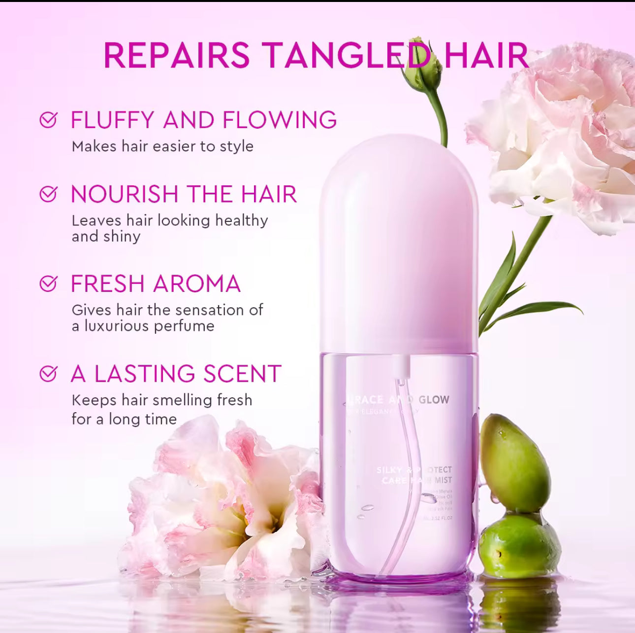 Grace & Glow Silky & Protect Care Hair Mist | Shine & Nourish Edition