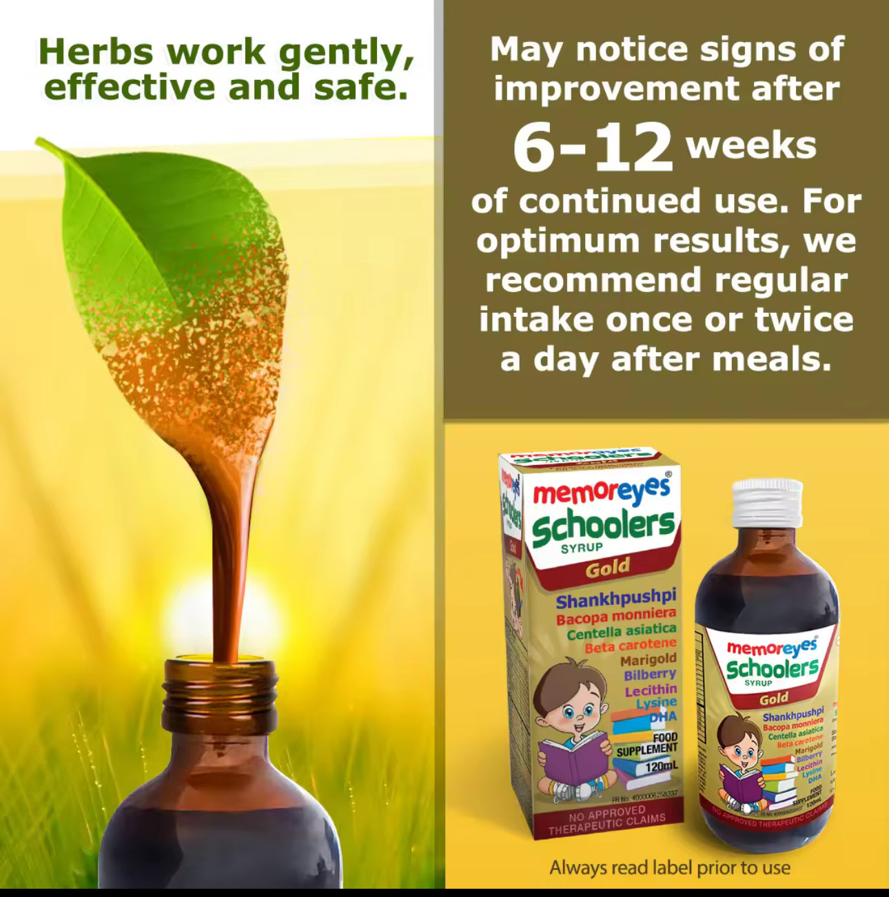 MemorEyes Schoolers Gold Syrup 120ml